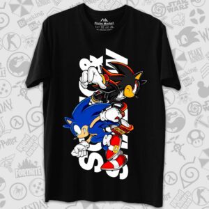 تیشرت Sonic طرح Sonic and Shadow Colored Vertical