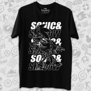 تیشرت Sonic طرح Sonic and Shadow One Colored Horizontal