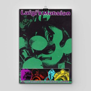 پوستر Luigi's Mansion طرح Scared Green