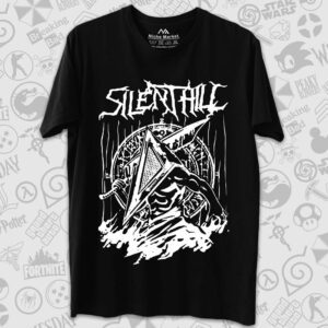 تیشرت Silent Hill طرح Pyramid Head Side White Silhouette