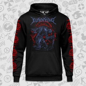 هودی مشکی Elden Ring طرح Blue Silhouette Kneeling Knight