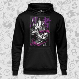 هودی مشکی TMNT طرح Shredder White and Purple Silhouette